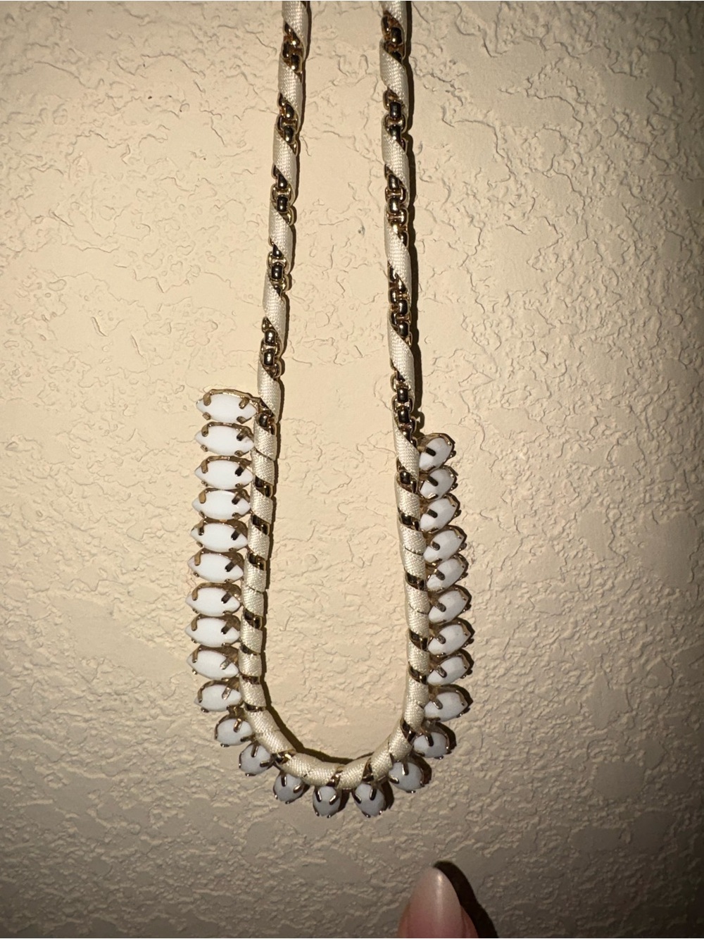 White Beaded Statement Necklace - Women Jewelry